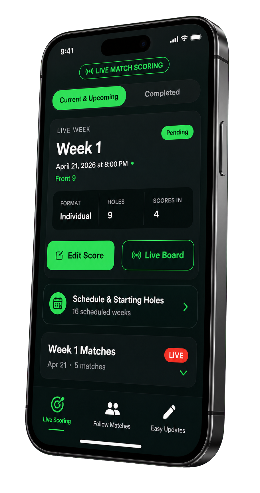 Golf League Expert mobile scoring preview